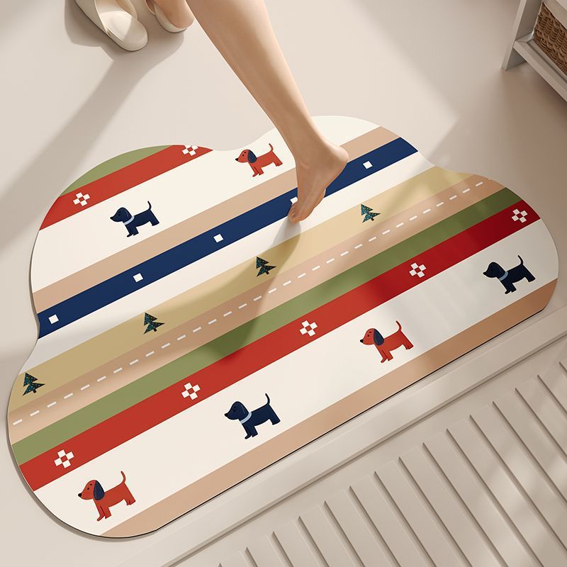 Playful Dog-Themed Decorative Bath Mat Kalsten
