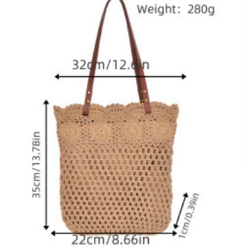 Designer shopping bag with hand-crocheted detail Kalsten