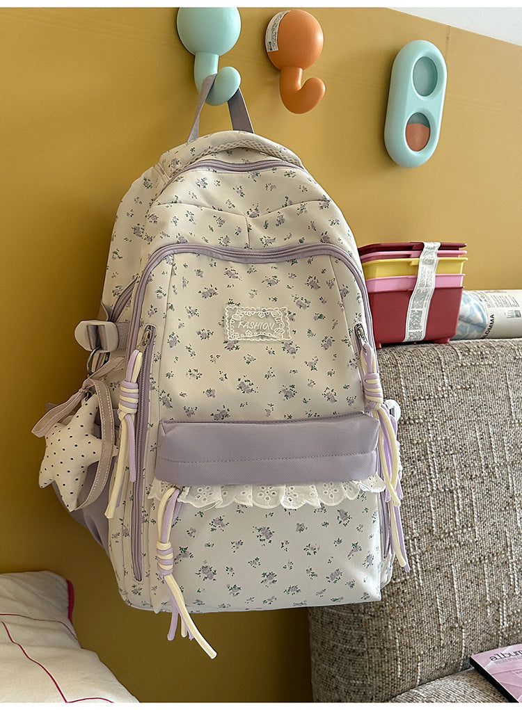 Floral Print School Backpack