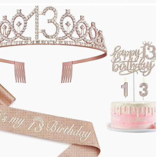 Ladies Glittering 18th Birthday Crown with Festive Sash Kalsten
