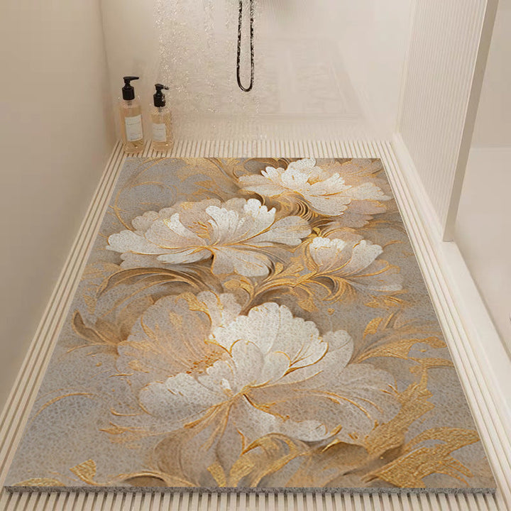 Elegant Floral Patterned Bath Mat Kalsten