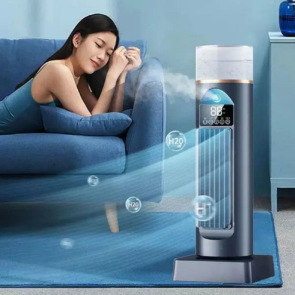 Unisex one size compact vertical personal vaporizer air cooler with digital display removable water tank adjustable louvers USB powered Kalsten