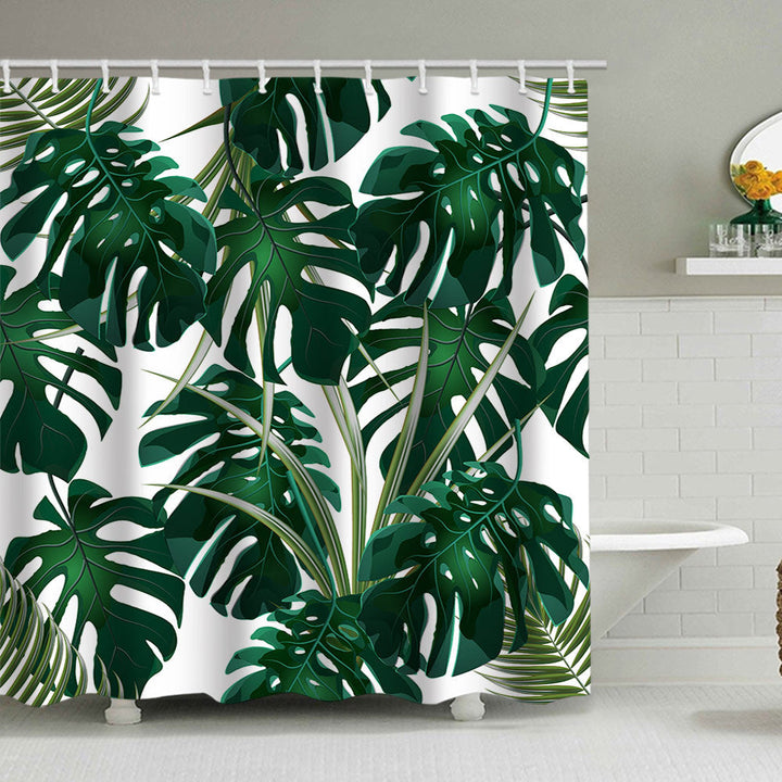 Tropical Leaf Print Shower Curtain Kalsten