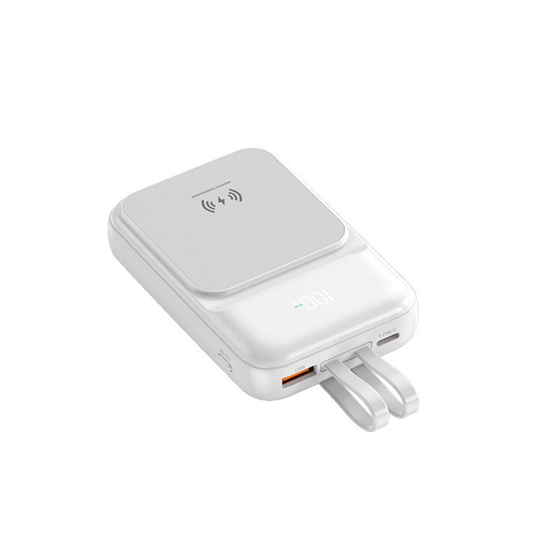 Portable power bank with wireless charging function and integrated charging cable Kalsten