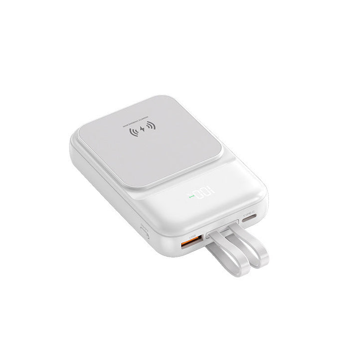 Portable power bank with wireless charging function and integrated charging cable Kalsten