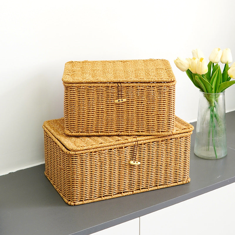 Women Large Storage Basket with Lid Kalsten