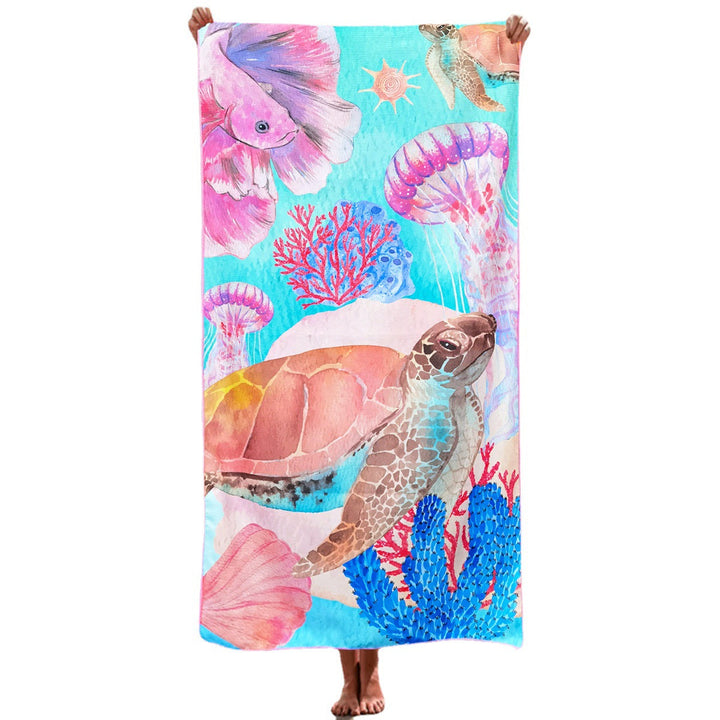 Beach towel with colorful underwater motif Kalsten