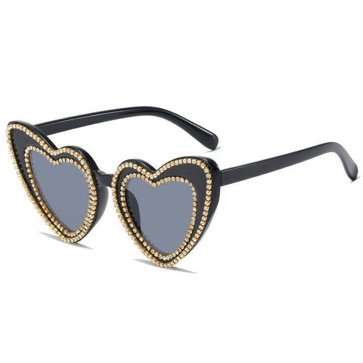Women's Heart-Shaped Sunglasses with Glitter Accents Kalsten
