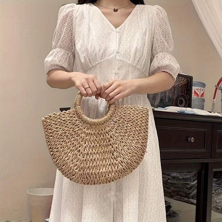 Handmade basket bag with light ruffles Kalsten