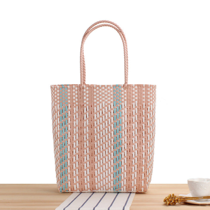 Braided tote bag with colorful design and sturdy handles Kalsten