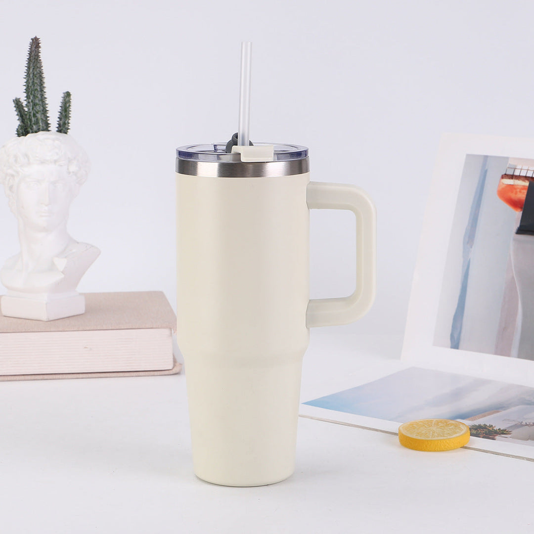 Ladies insulating cup with practical handle and straw Kalsten