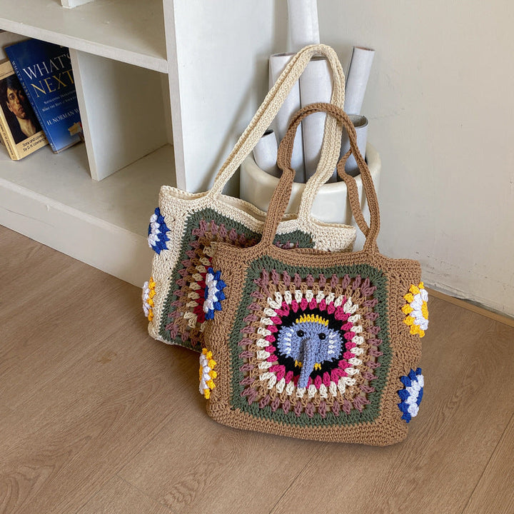Handmade macrame shoulder bag with elephant design Kalsten