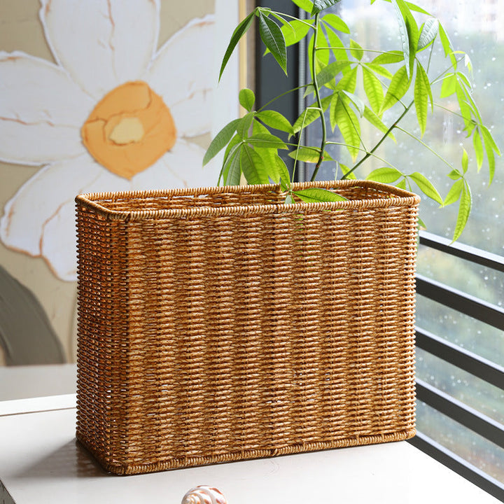 Rectangular Woven Storage Basket with Cut-Out Handles Kalsten