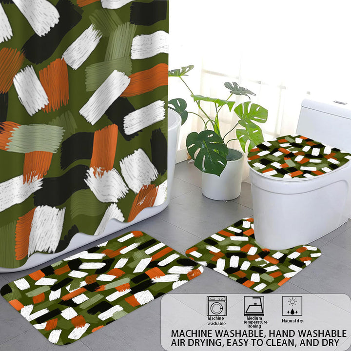 Bold Brushstroke Pattern Four-Piece Bathroom Set Kalsten