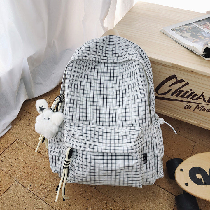Checked Pattern Canvas Backpack