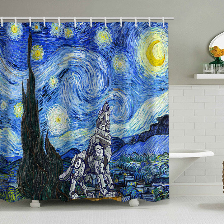 Artistic Dog Illustration Shower Curtain Kalsten