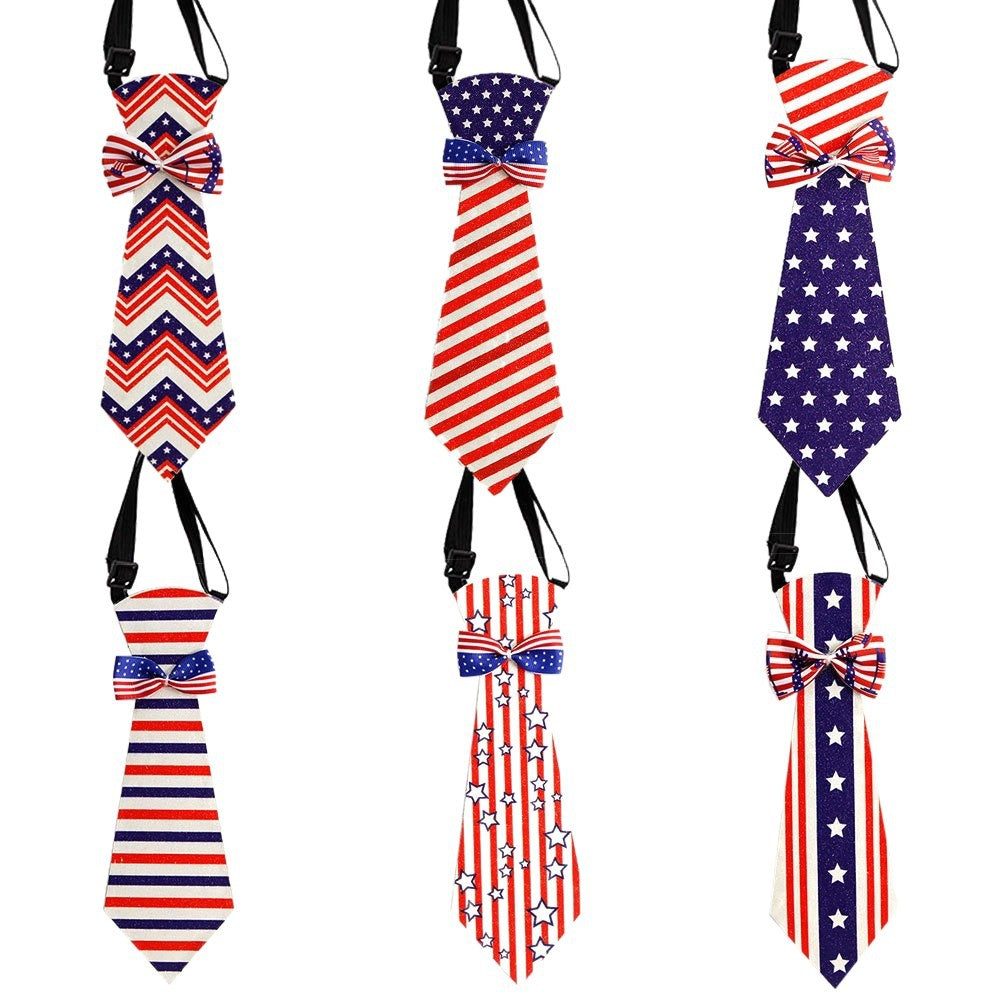 Unisex nan patriotic striped pet necktie with adjustable elastic collar Kalsten