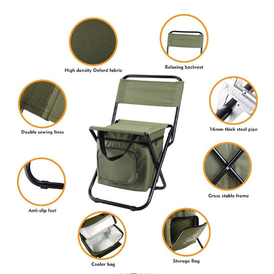 Unisex Folding Chair with Insulated Cooler Bag Kalsten