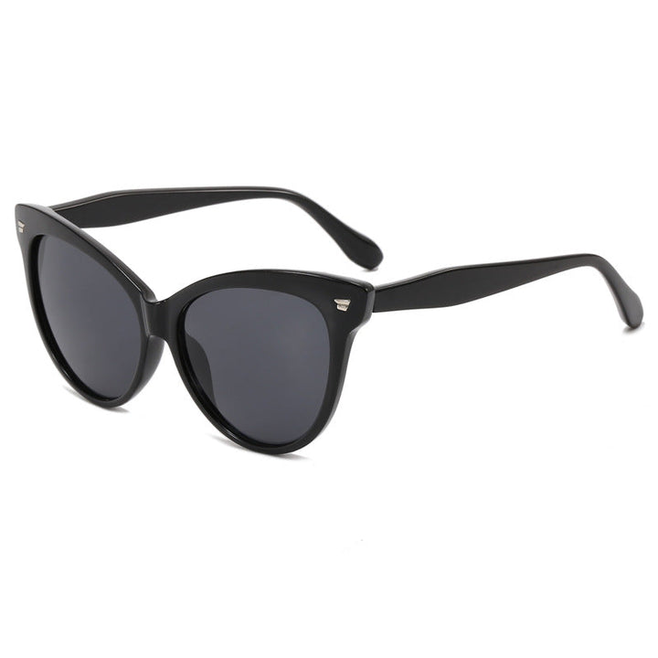Ladies trendy cat-eye sunglasses with transparent frame and blue lenses Kalsten