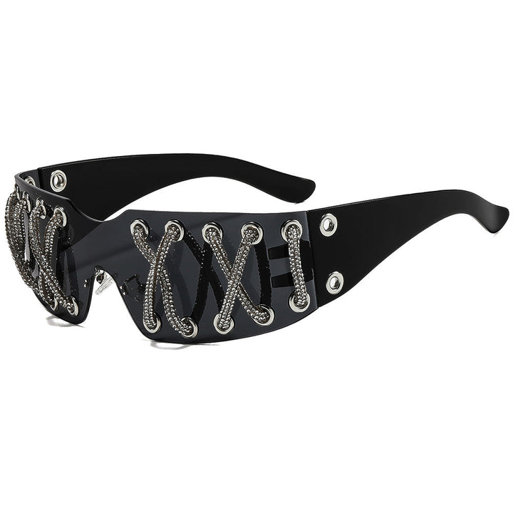 Women futuristic design sunglasses with unique decor Kalsten