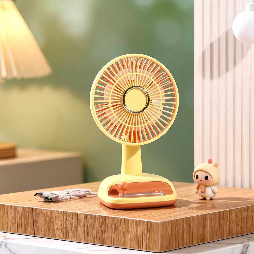Unisex compact USB table fan with rechargeable battery, quiet motor, and adjustable head Kalsten