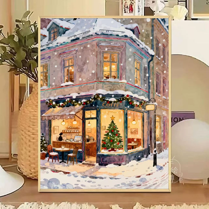 Cozy Winter-Themed Cafe Canvas Art Kalsten