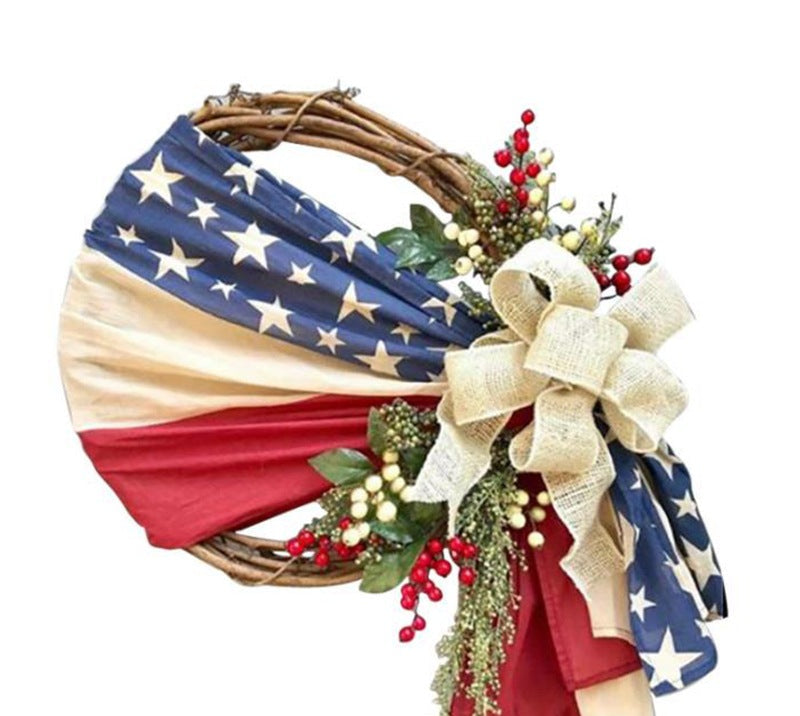 Unisex nan patriotic mesh floral wreath with layered petal design and star accents Kalsten