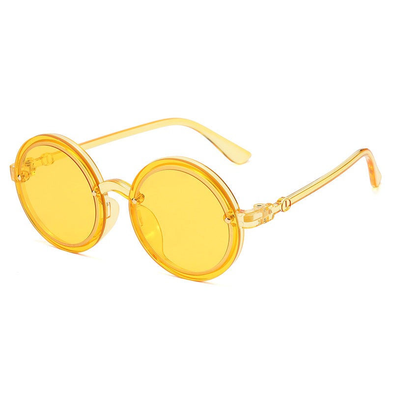 Women Round Sunglasses with Transparent Frame Kalsten
