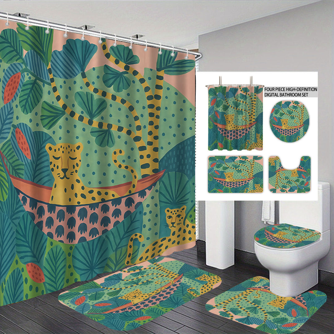 Cat-Themed Four-Piece Digital Bathroom Set Kalsten