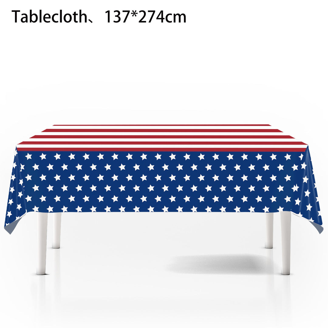 Unisex nan patriotic rectangular party tablecloth with stars and stripes waterproof disposable plastic Kalsten