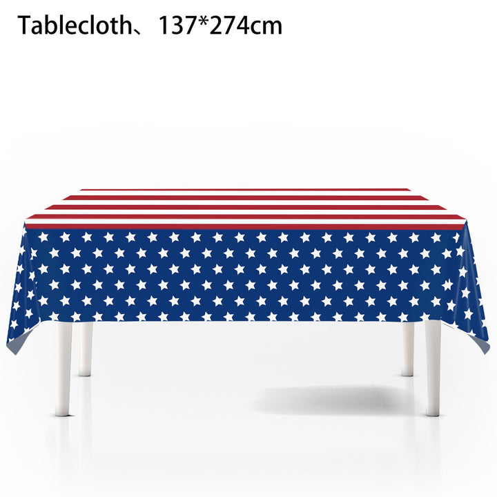 Unisex nan patriotic rectangular party tablecloth with stars and stripes waterproof disposable plastic Kalsten