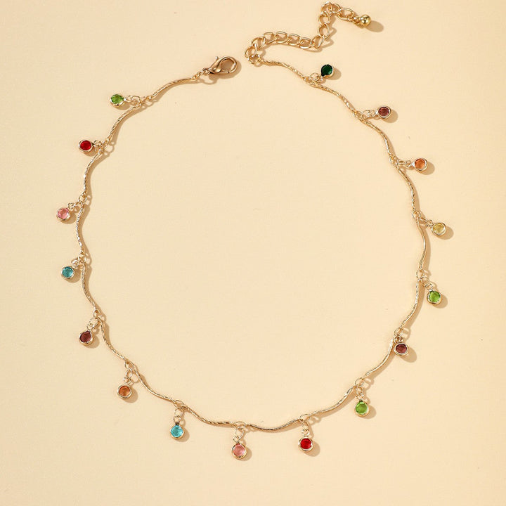 Gold-Plated Gemstone Charm Necklace Kalsten