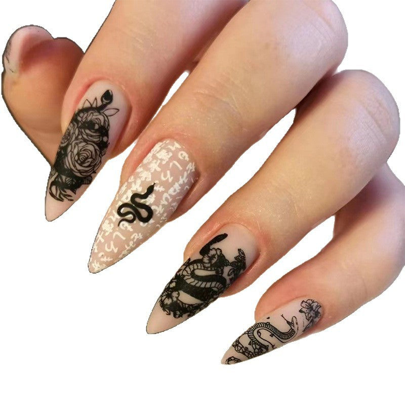 Artificial Nail Set with Glamorous Marbled Design Acalora