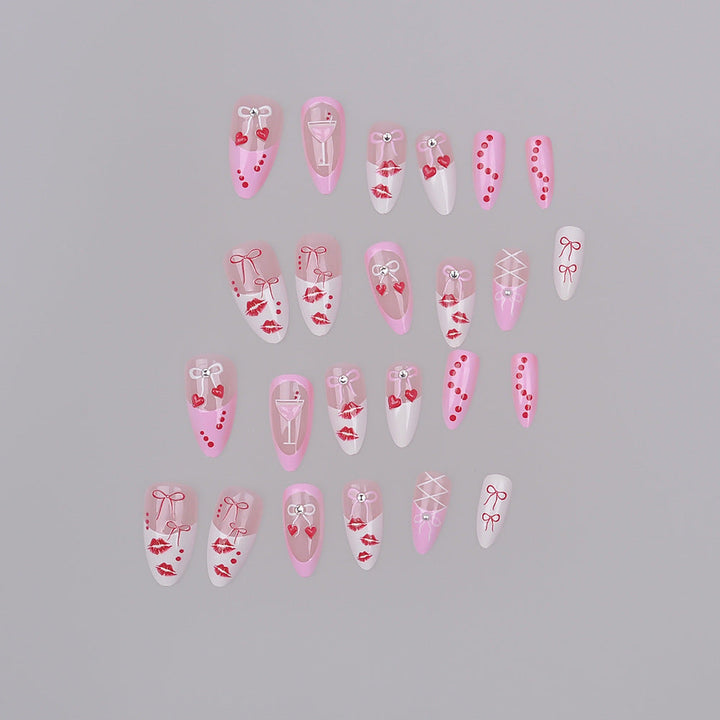 Romantic Kiss-Themed Press-On Nail Set Kalsten