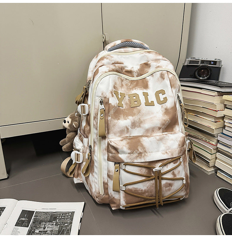 Multi-Compartment Cloud-Patterned School Backpack