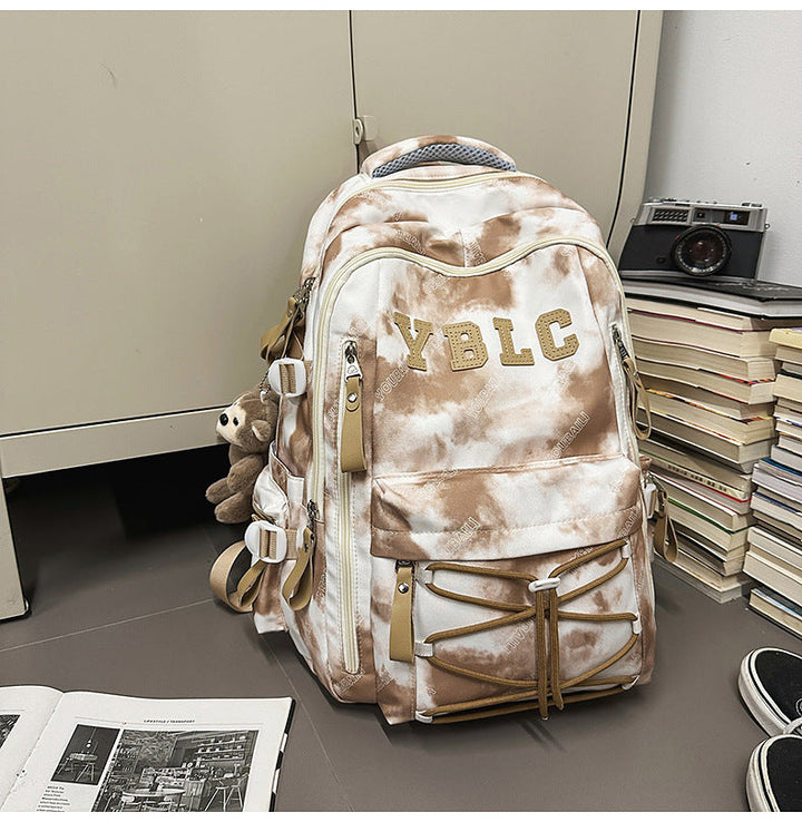 Multi-Compartment Cloud-Patterned School Backpack