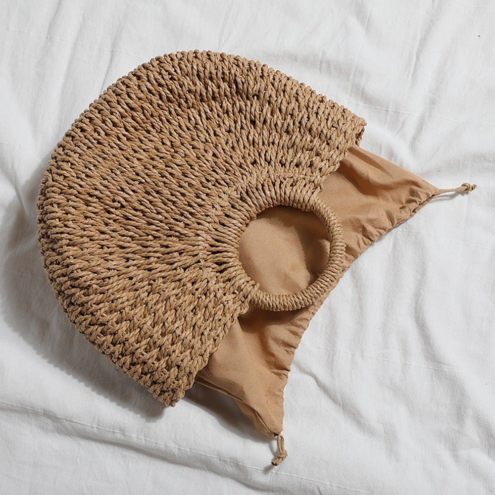 Handcrafted basket bag with round handles Kalsten