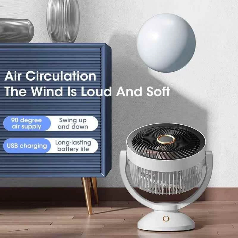 Unisex one size compact oscillating table fan with adjustable tilt angle, quiet brushless motor and USB charging Kalsten