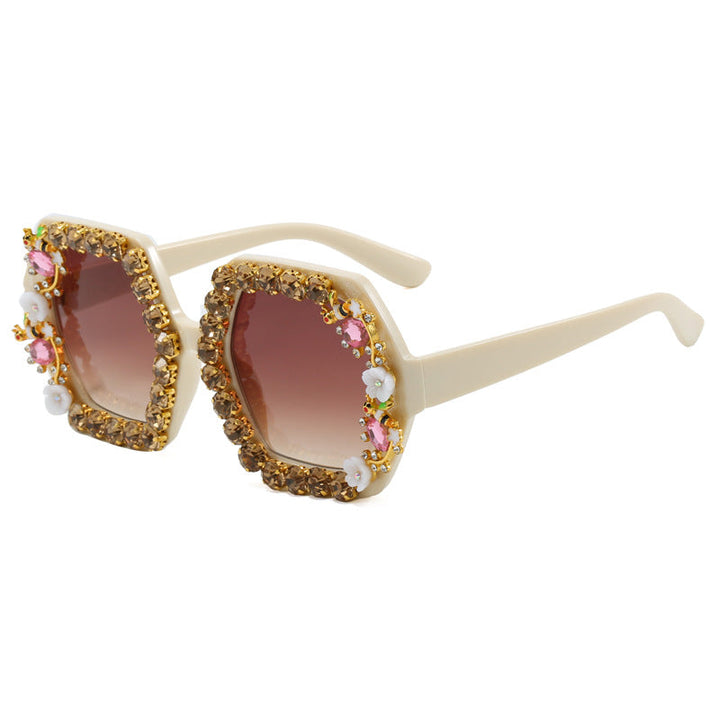 Women's extravagant hexagon sunglasses with crystal embellishment Kalsten