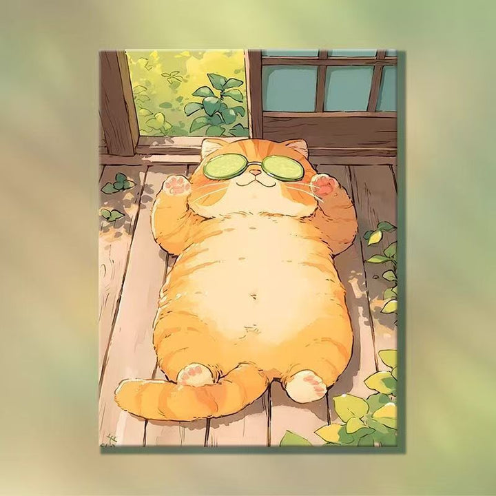 Playful Cartoon Cat Illustration Wall Art Kalsten