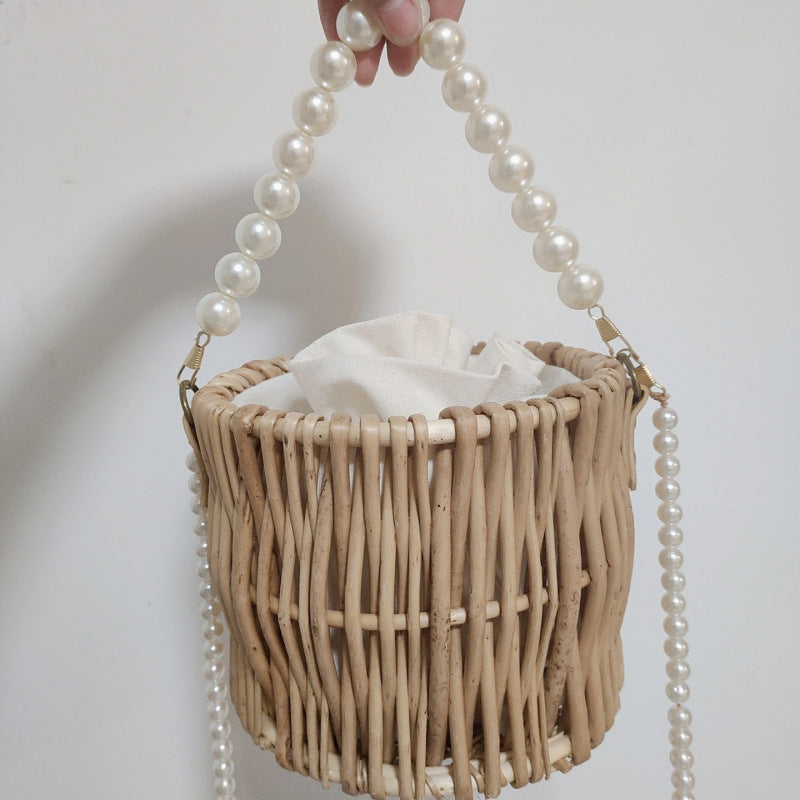 Women's basket bag with pearl jewelry closure Kalsten