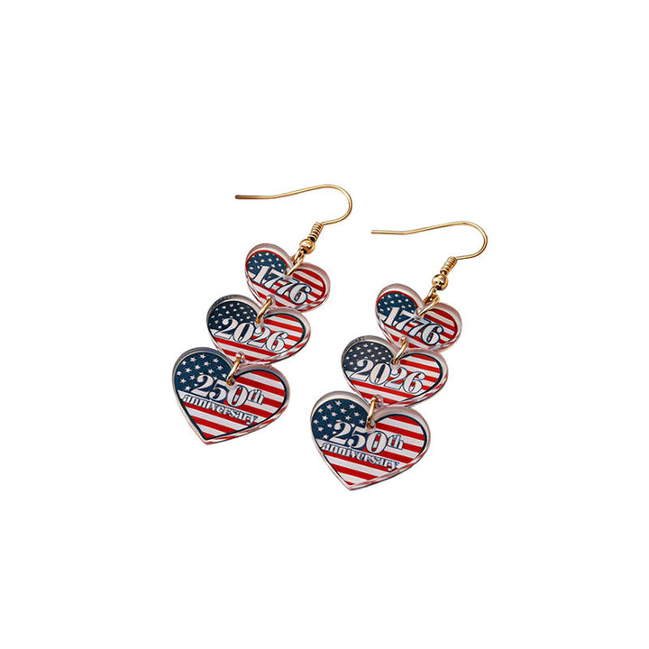 Ladies nan statement earrings with bow shape and American flag pendant Kalsten