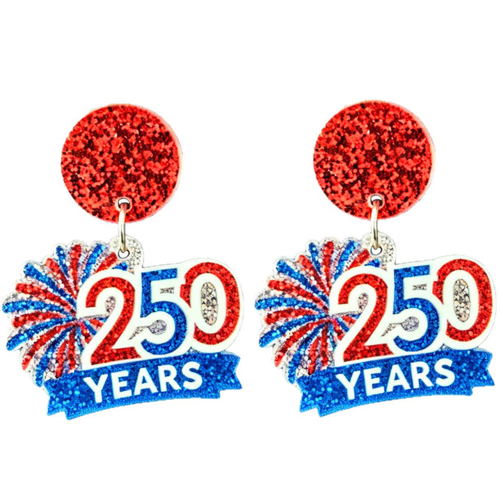 Ladies nan Statement bow earrings made of acrylic with glittering star stripe design and round studs Kalsten