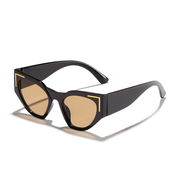 Women's Creative Cat-Eye Sunglasses with Transparent Frame and Brown Lenses Kalsten