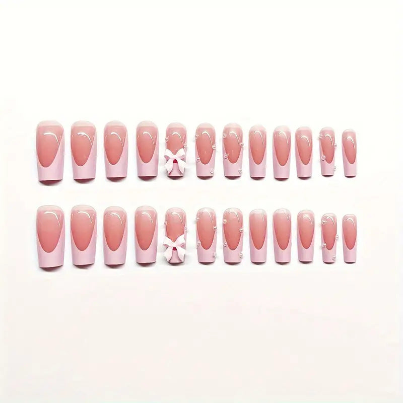 Decorative Bow-Embellished Press-On Nail Art Kalsten