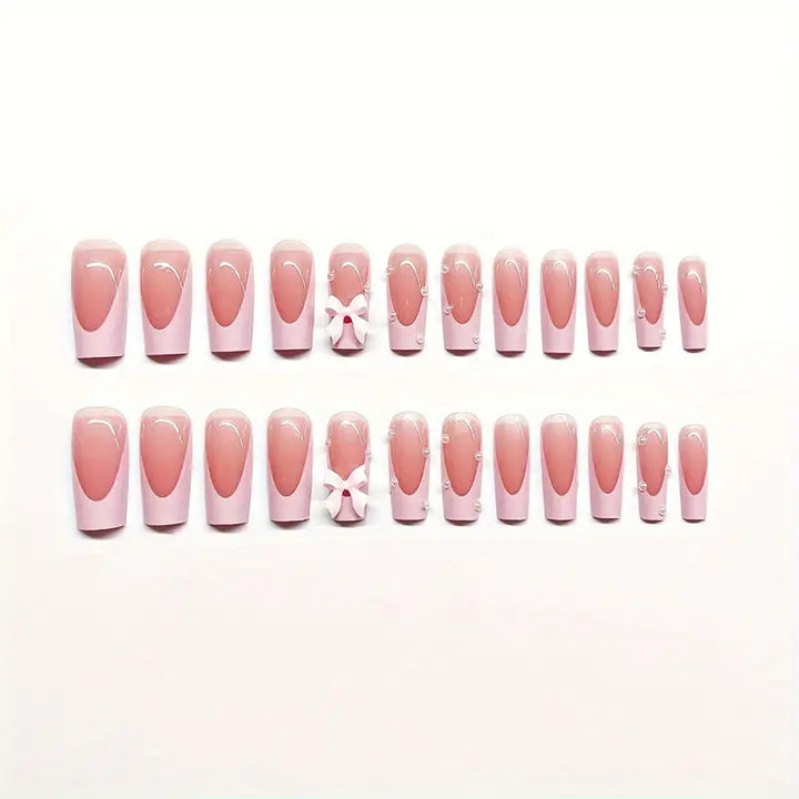 Decorative Bow-Embellished Press-On Nail Art Kalsten