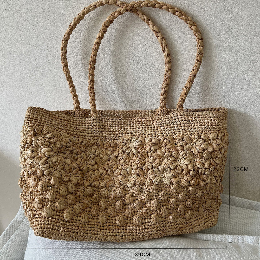Handmade straw bag with fashionable striped pattern Kalsten