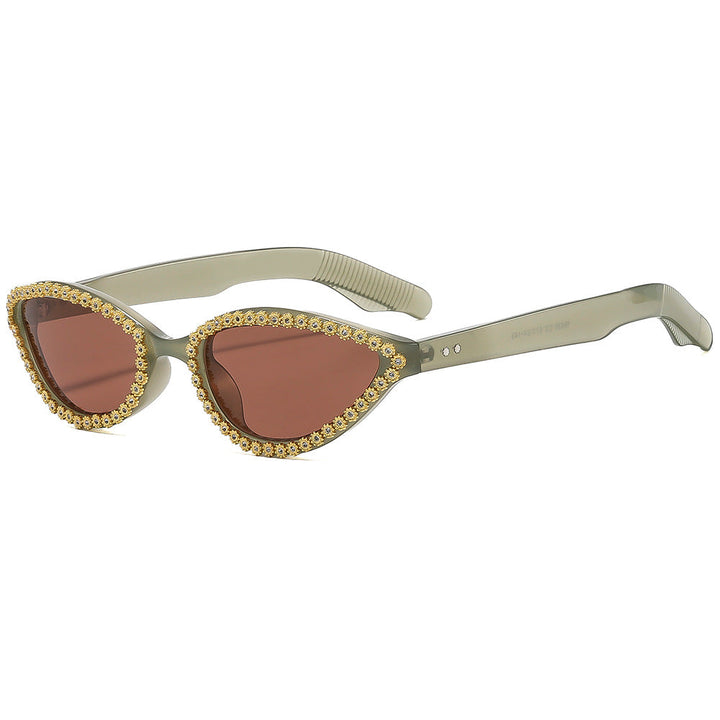 Ladies Glamorous Cat-Eye Sunglasses with Sparkling Flower Accents Kalsten