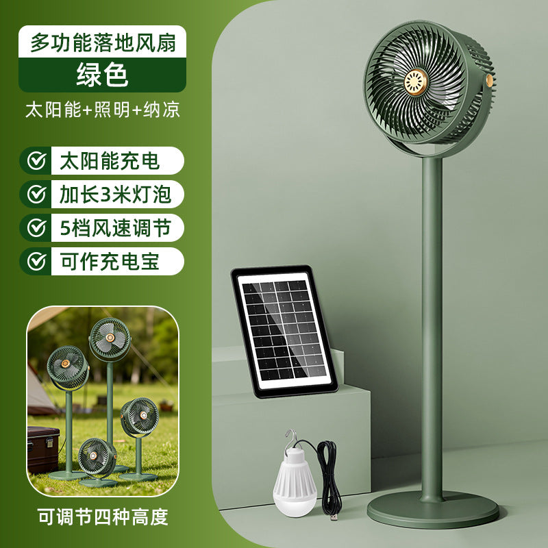 Unisex nan multifunctional solar-powered stand fan with LED light, multi-stage wind control, height adjustable and power bank function Kalsten