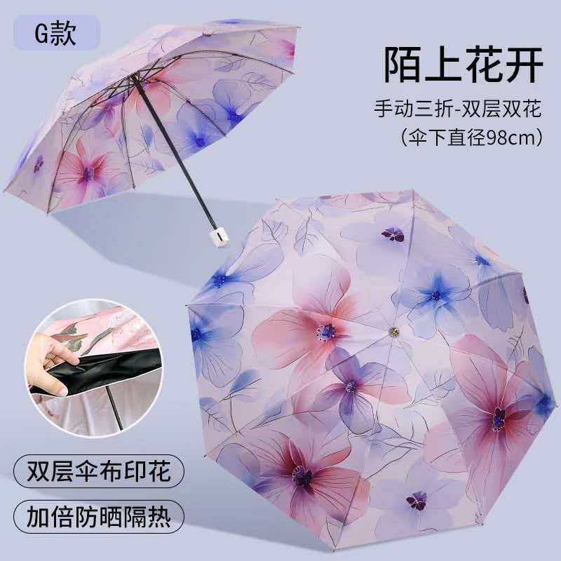 Ladies Folding Umbrella with Elegant Floral Design Kalsten